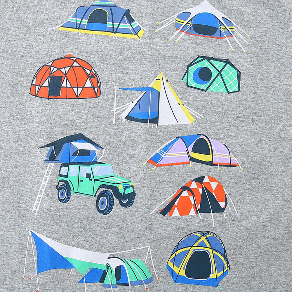 MyKids-USA® Boys’ Camping Cartoon Pattern T-shirt in European and American Style