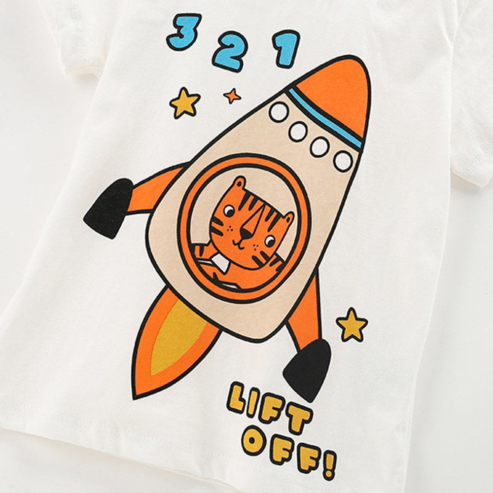MyKids-USA® Baby Kids Casual Animals Cartoon and Letters Pattern T-shirt and Shorts Clothing Set for Boys