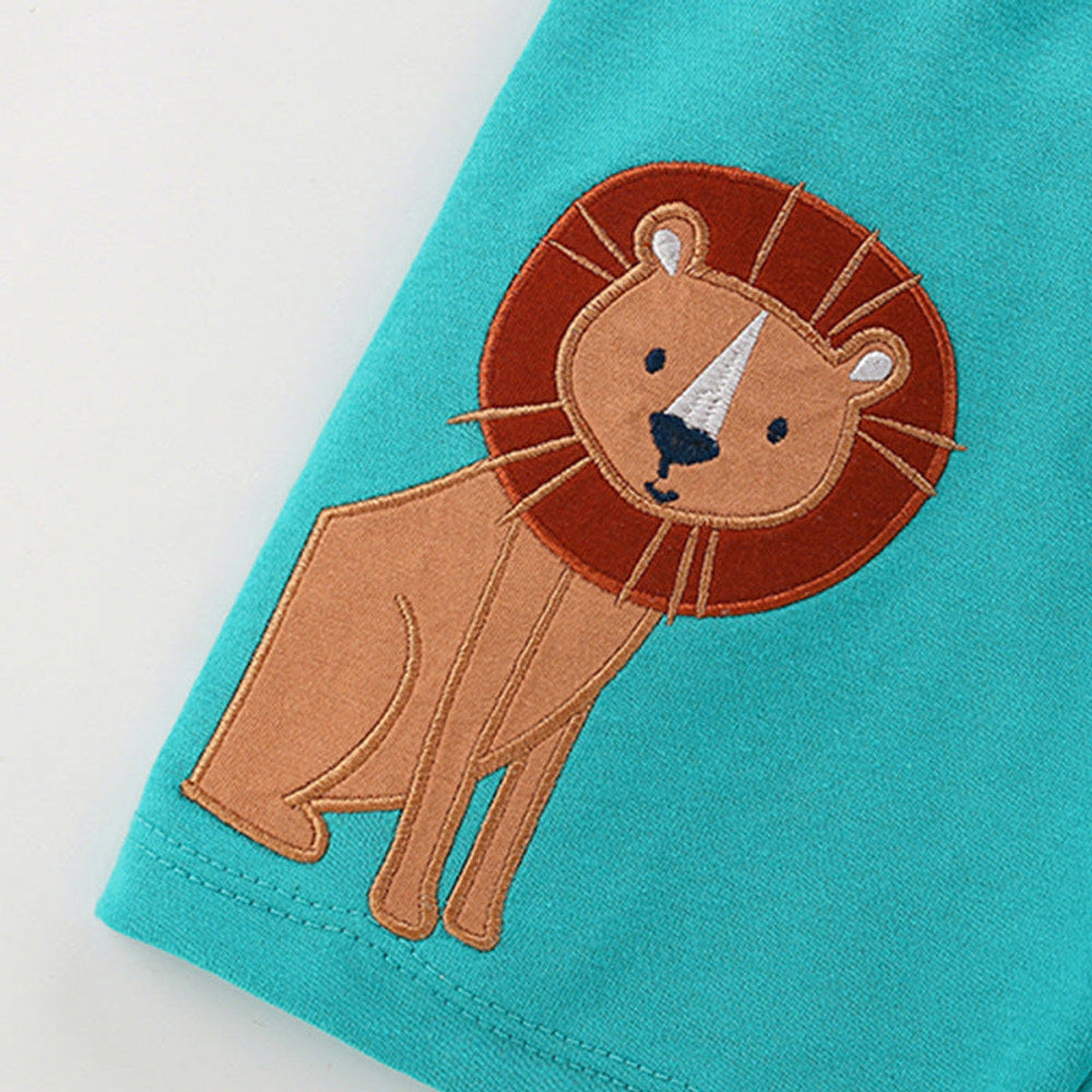MyKids-USA® Baby Kids Casual Animals Cartoon and Letters Pattern T-shirt and Shorts Clothing Set for Boys