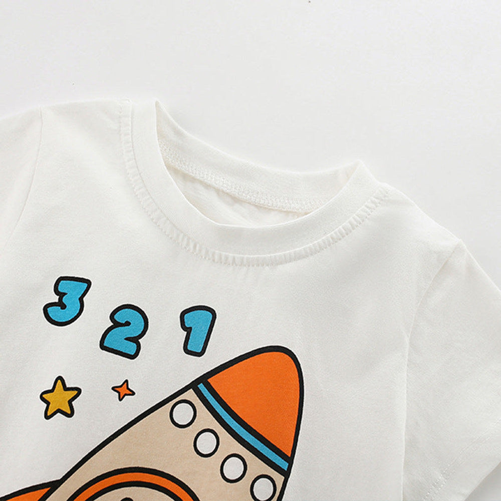 MyKids-USA® Baby Kids Casual Animals Cartoon and Letters Pattern T-shirt and Shorts Clothing Set for Boys