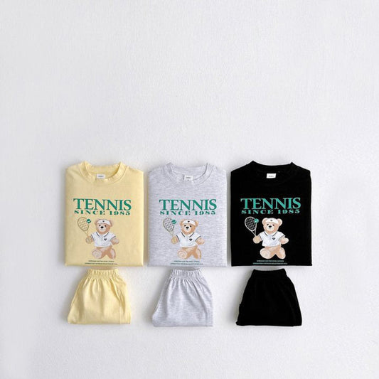 MyKids-USA® Baby Kids Unisex Casual Letters and Teddy Bear Pattern Short Sleeves Top Shirt and Shorts Clothing Set