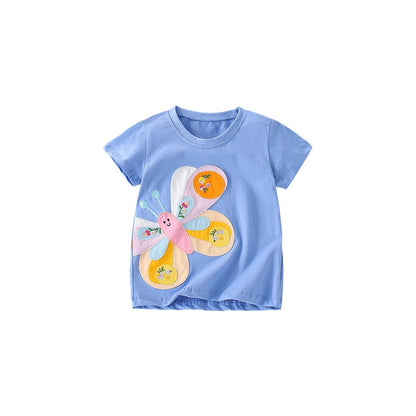 MyKids-USA® Girls’ Butterfly Pattern Decorated T-shirt in European and American Style