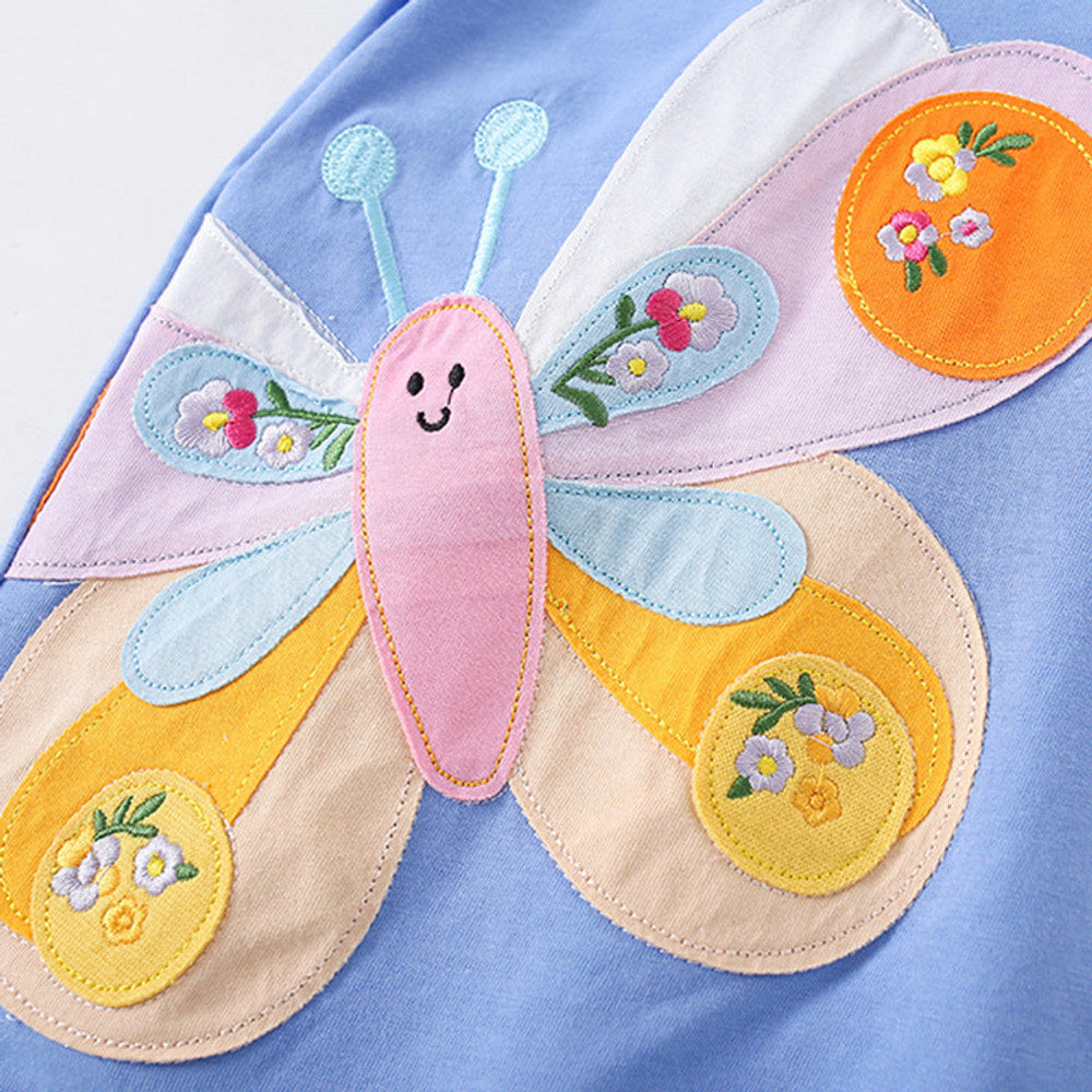 MyKids-USA® Girls’ Butterfly Pattern Decorated T-shirt in European and American Style