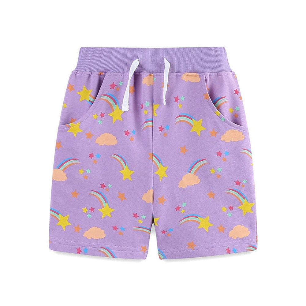 MyKids-USA® Baby Kids Girls Cotton Casual Style Rainbow and Star Pattern Shorts