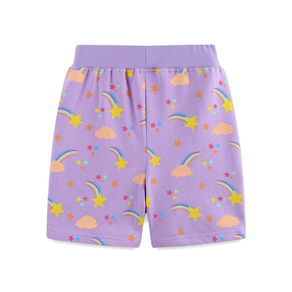 MyKids-USA® Baby Kids Girls Cotton Casual Style Rainbow and Star Pattern Shorts