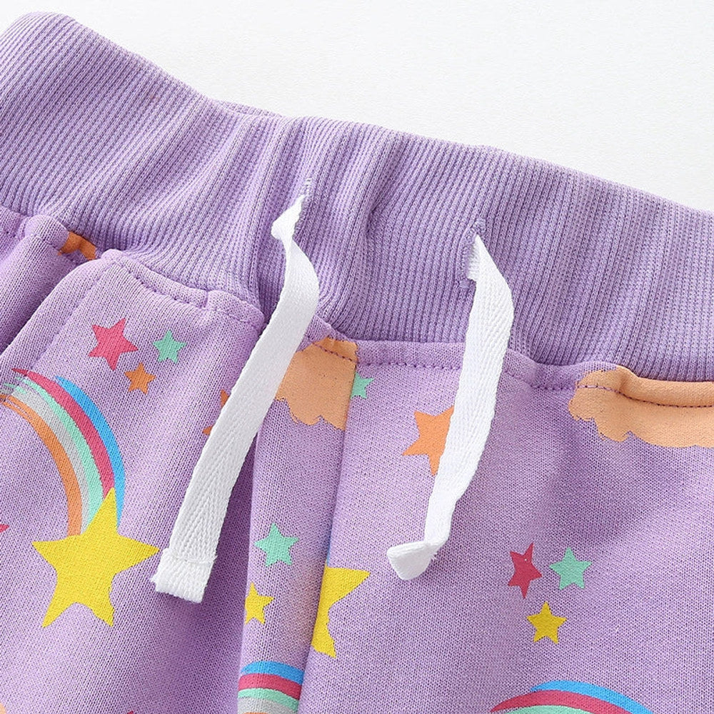 MyKids-USA® Baby Kids Girls Cotton Casual Style Rainbow and Star Pattern Shorts