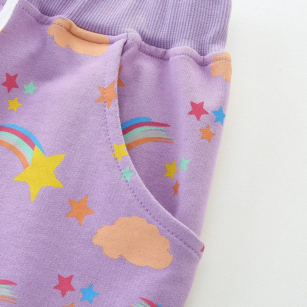 MyKids-USA® Baby Kids Girls Cotton Casual Style Rainbow and Star Pattern Shorts