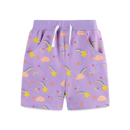 MyKids-USA® Baby Kids Girls Cotton Casual Style Rainbow and Star Pattern Shorts
