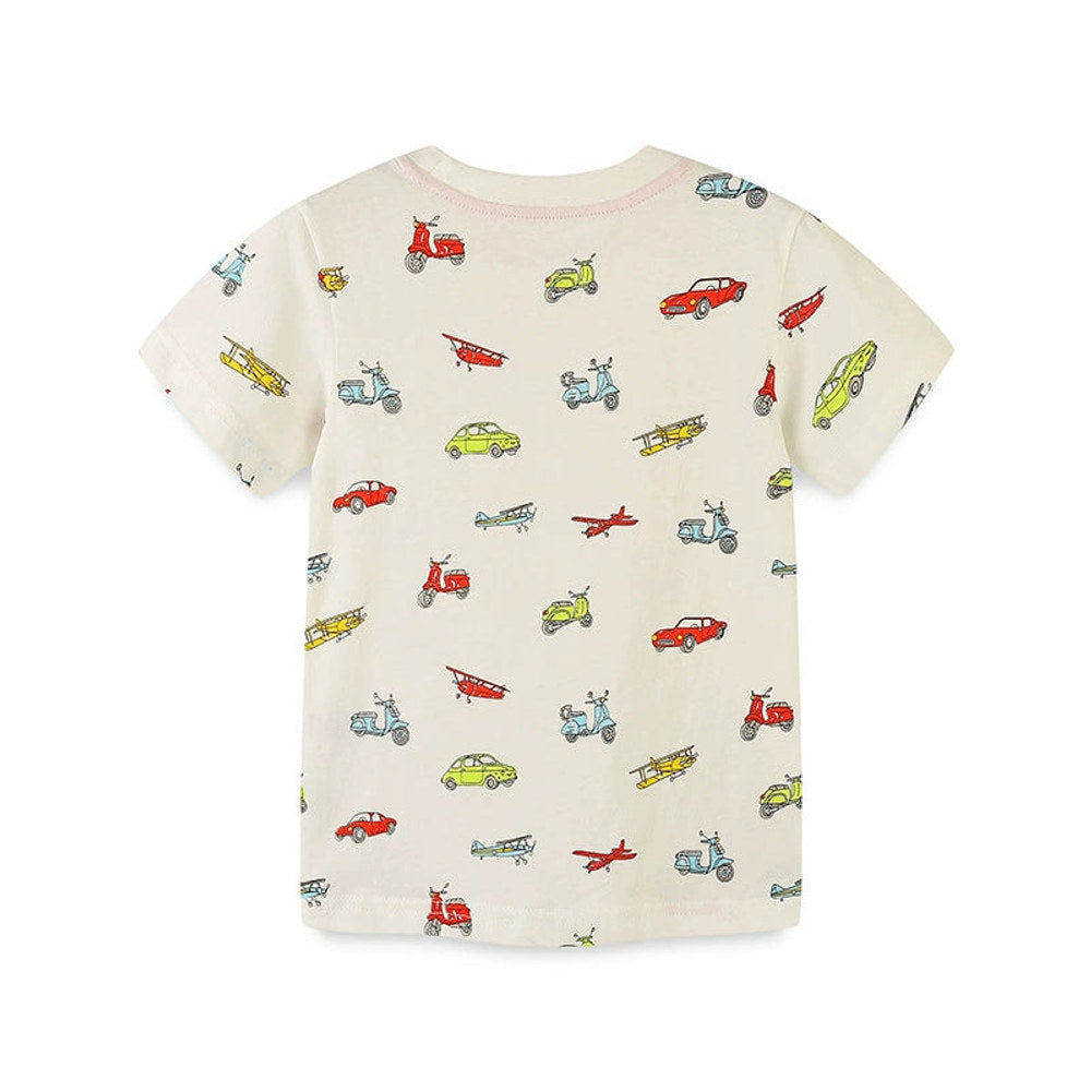 MyKids-USA® Boys’ Cars and Planes Cartoon Pattern T-shirt in European and American Style