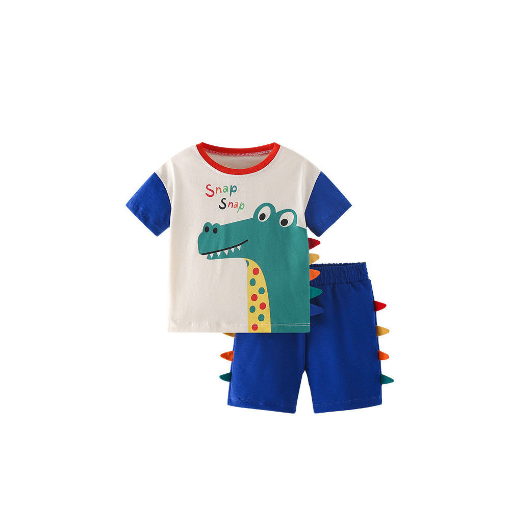 MyKids-USA® Baby Kids Casual Animals Cartoon Pattern T-shirt and Shorts Clothing Set for Boys