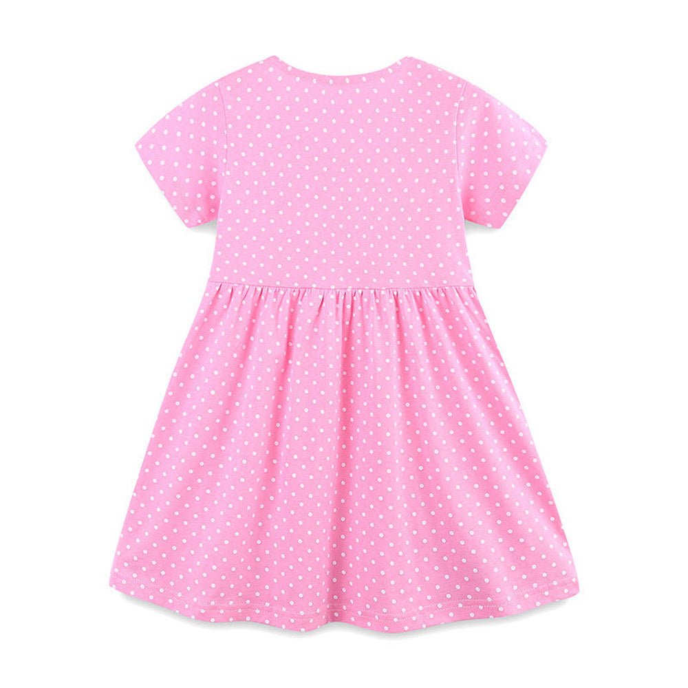 MyKids-USA® Colorful Animals and Dots Pattern Short Sleeves Dress for Stylish Girls