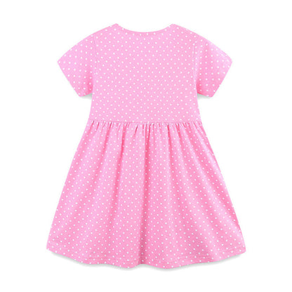 MyKids-USA® Colorful Animals and Dots Pattern Short Sleeves Dress for Stylish Girls