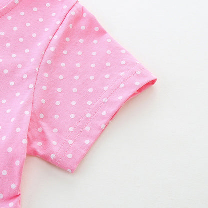 MyKids-USA® Colorful Animals and Dots Pattern Short Sleeves Dress for Stylish Girls