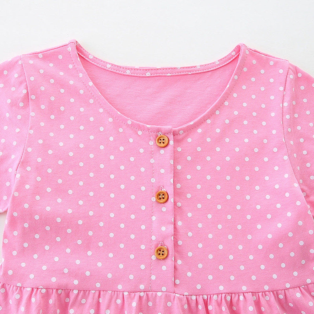 MyKids-USA® Colorful Animals and Dots Pattern Short Sleeves Dress for Stylish Girls