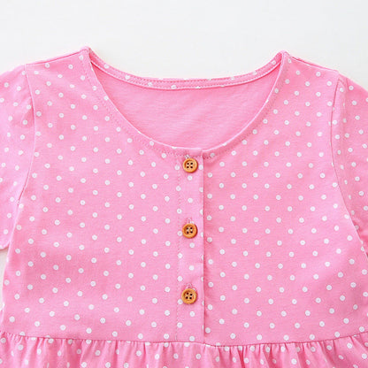 MyKids-USA® Colorful Animals and Dots Pattern Short Sleeves Dress for Stylish Girls