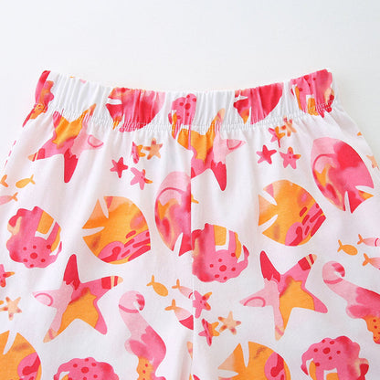 MyKids-USA® Baby Kids Cute Marine Animals Pattern Vest and Shorts Clothing Set for Girls