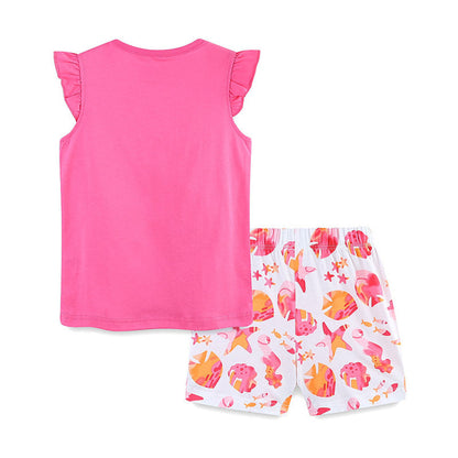 MyKids-USA® Baby Kids Cute Marine Animals Pattern Vest and Shorts Clothing Set for Girls