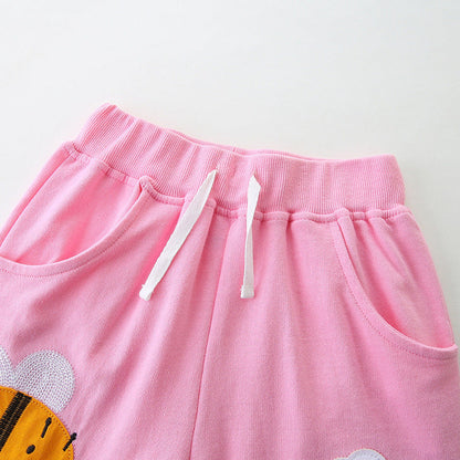 MyKids-USA® Baby Kids Girls Cotton Casual Style Flower and Bee Pattern Shorts