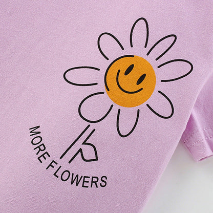 MyKids-USA® Baby Kids Casual Flower Cartoon Pattern T-shirt and Shorts Clothing Set