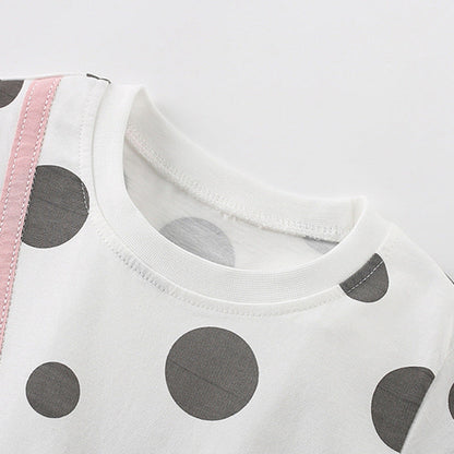 MyKids-USA® Baby Kids Casual Panda and Polka Dots Pattern T-shirt and Shorts Clothing Set for Girls