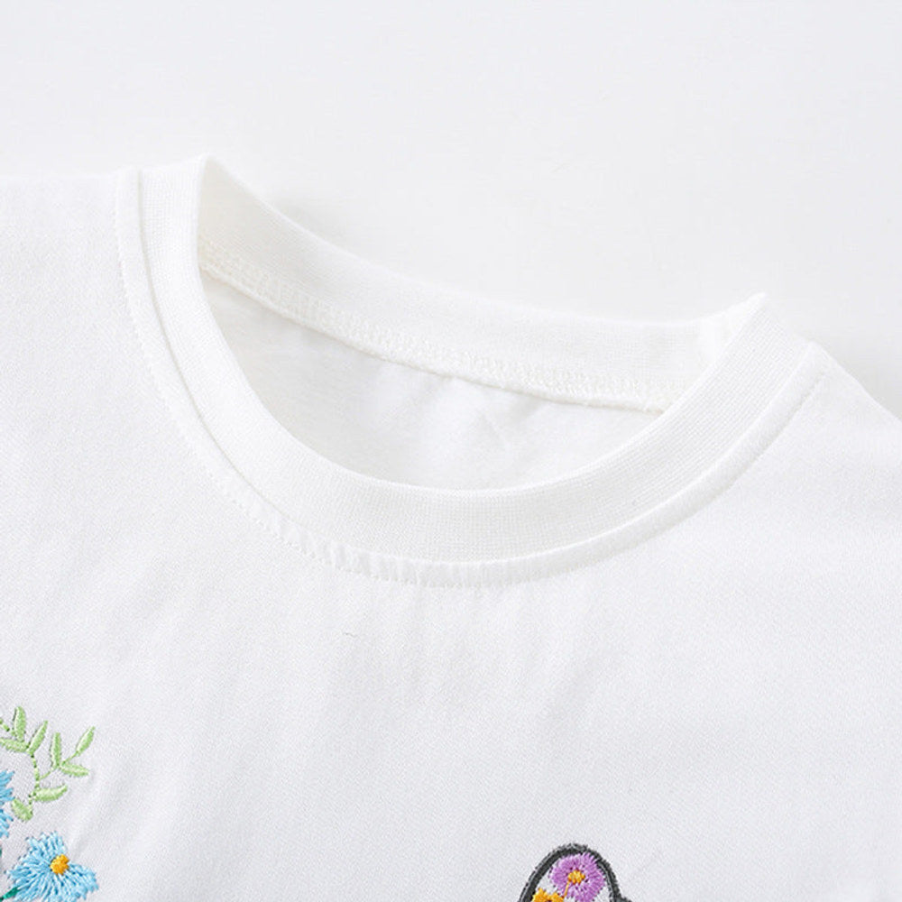 MyKids-USA® Summer Girls’ Butterfly and Flowers Pattern Decorated T-shirt in European and American Style