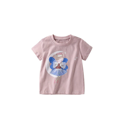 MyKids-USA® Girls’ Fairy Cartoon Pattern Printed T-shirt in European and American Style