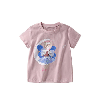 MyKids-USA® Girls’ Fairy Cartoon Pattern Printed T-shirt in European and American Style