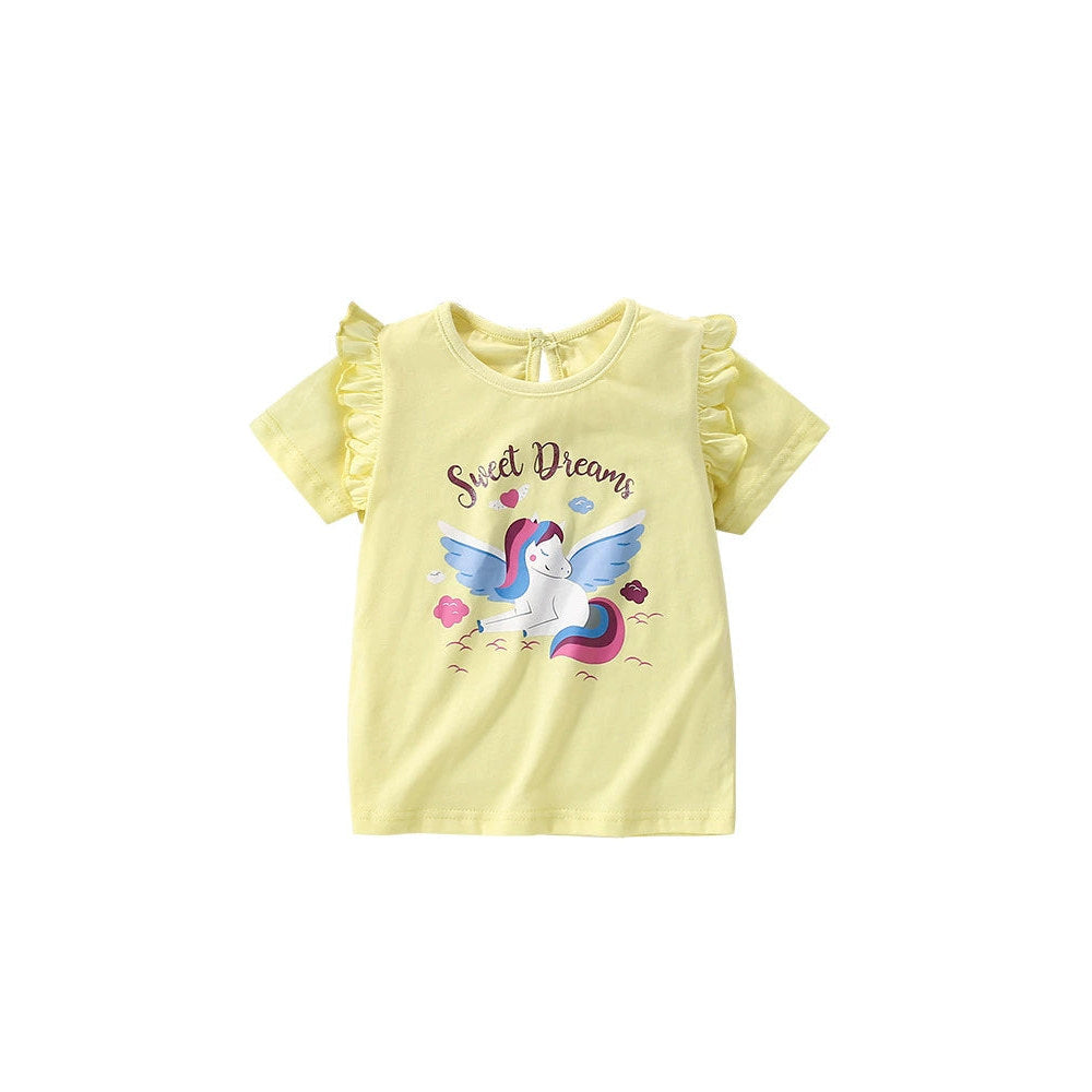 MyKids-USA® Girls’ Fairy Cartoon Pattern Printed T-shirt in European and American Style