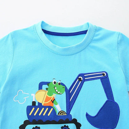 MyKids-USA® Baby Kids Cartoon Excavator and Animals Pattern T-shirt and Shorts Clothing Set for Boys