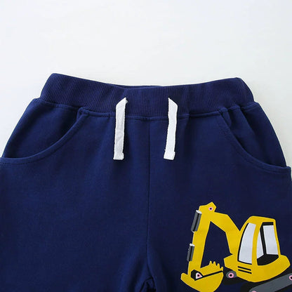 MyKids-USA® Baby Kids Boys Cotton Casual Style Cartoon Excavator Pattern Shorts