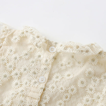 MyKids-USA® Floral Pattern Fly Sleeves Tulle Dress for Stylish Girls