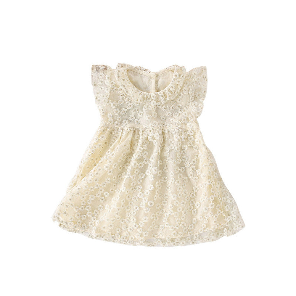 MyKids-USA® Floral Pattern Fly Sleeves Tulle Dress for Stylish Girls