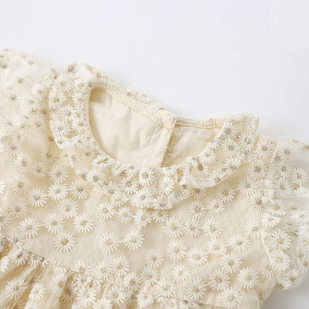 MyKids-USA® Floral Pattern Fly Sleeves Tulle Dress for Stylish Girls