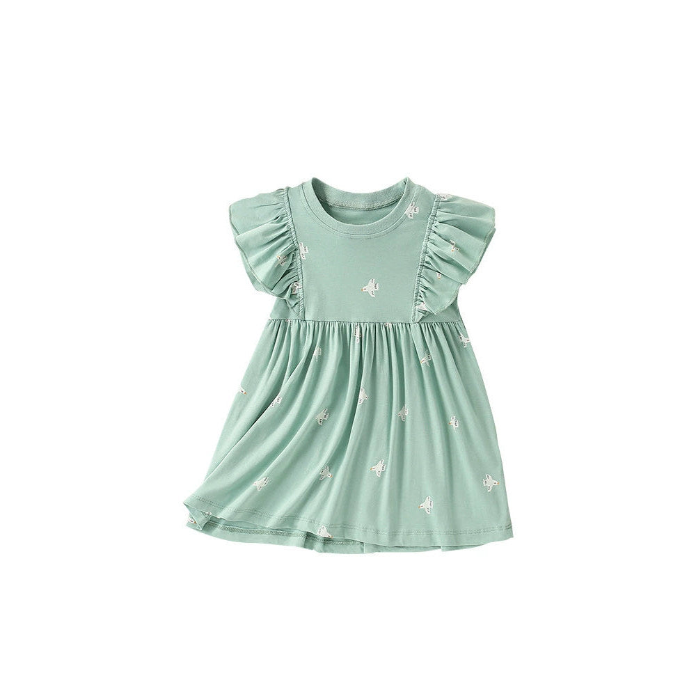 MyKids-USA® Birds Pattern Short Sleeves Cute Dress for Stylish Girls