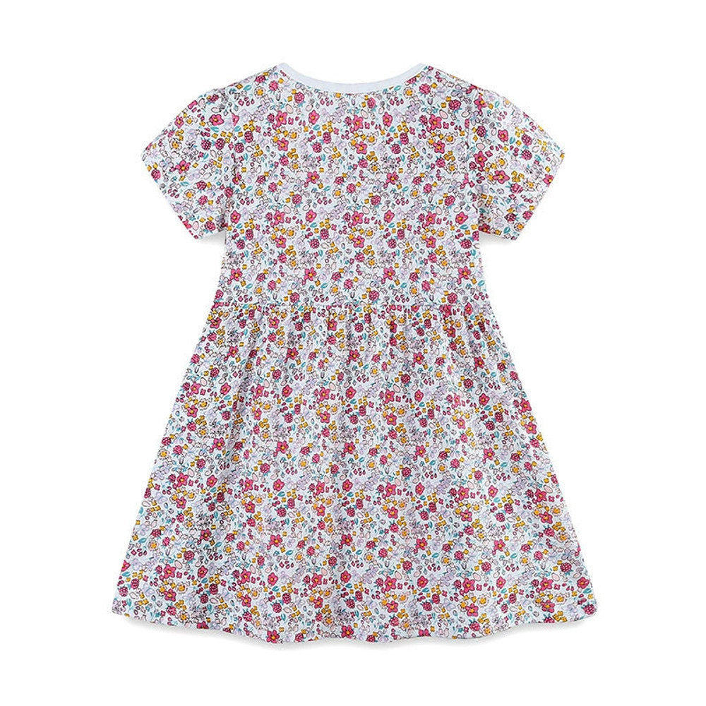MyKids-USA® Animals Cartoon and Flowers Pattern Short Sleeves Dress for Stylish Girls