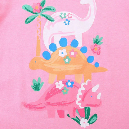 MyKids-USA® Girls’ Cartoon Dinosaurs Pattern T-shirt in European and American Style