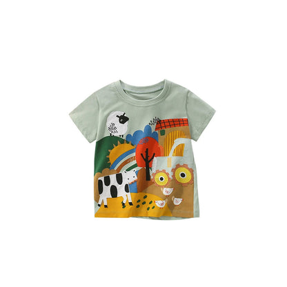 MyKids-USA® Boys’ Farm Animals Cartoon Pattern T-shirt in European and American Style