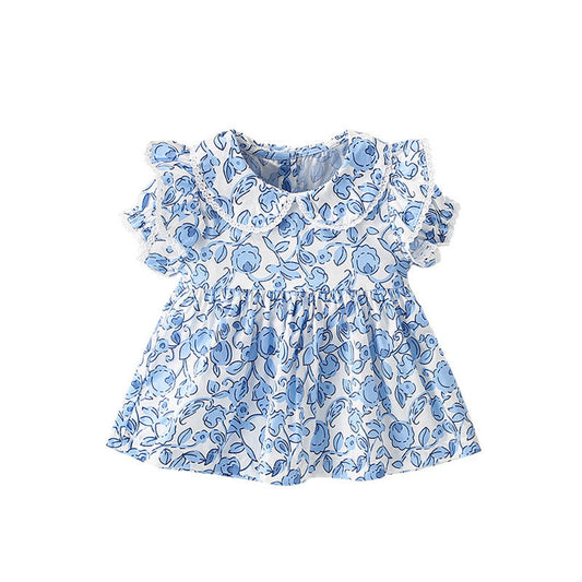 MyKids-USA® Summer Girls’ Flowers Pattern Printed Top in European and American Style
