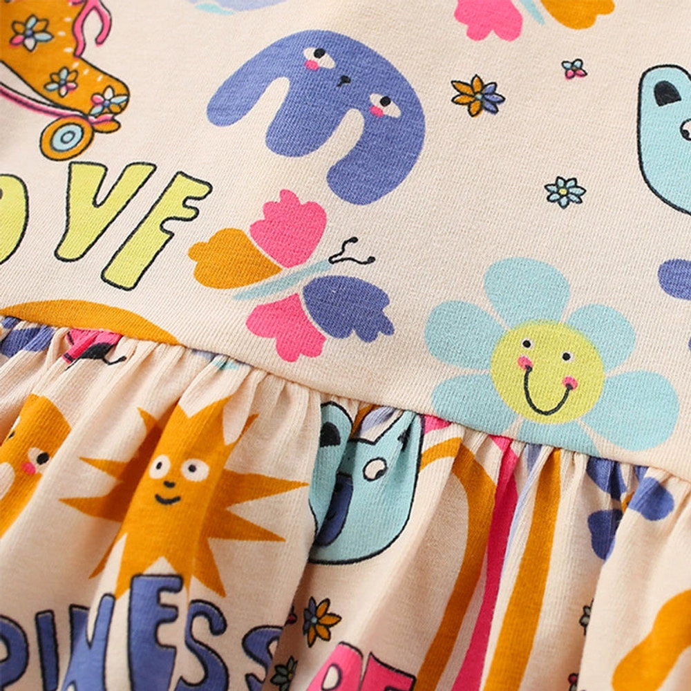 MyKids-USA® Animals and Letters Pattern Short Sleeves Cute Dress for Stylish Girls