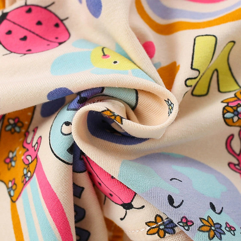 MyKids-USA® Animals and Letters Pattern Short Sleeves Cute Dress for Stylish Girls