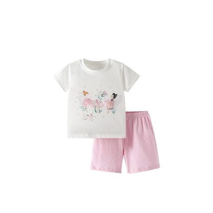 MyKids-USA® Baby Kids Fairy Cartoon Pattern T-shirt and Pink Shorts Clothing Set for Girls