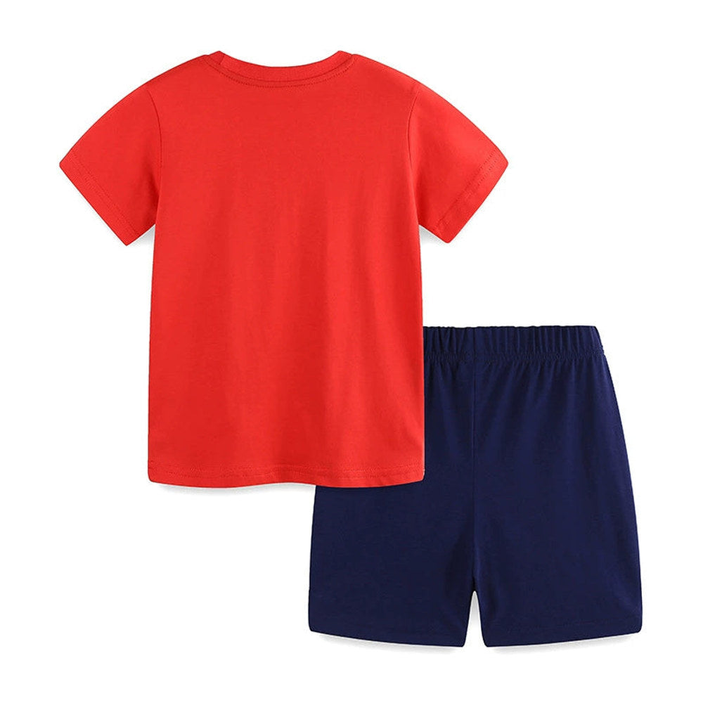 MyKids-USA® Baby Kids Cartoon Animals Pattern T-shirt and Shorts Color Patchwork Clothing Set for Boys