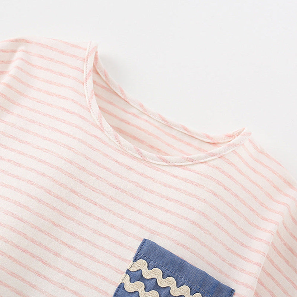 MyKids-USA® Girls’ Cartoon Pattern Striped Top Shirt in European and American Style
