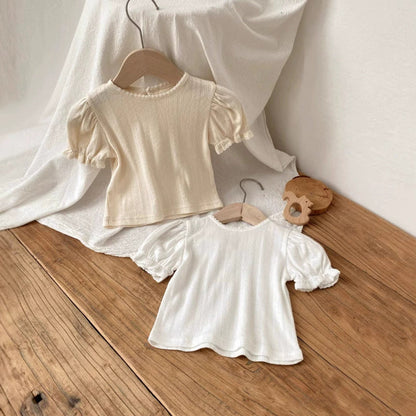 MyKids-USA® Baby Kids Girls Short Sleeves Solid Color T-shirt