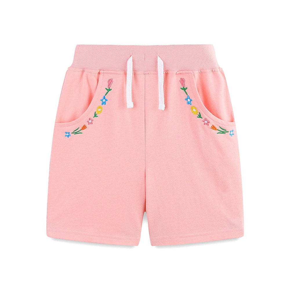 MyKids-USA® Baby Kids Girls Cotton Casual Style Flowers Pattern Embroidered Shorts