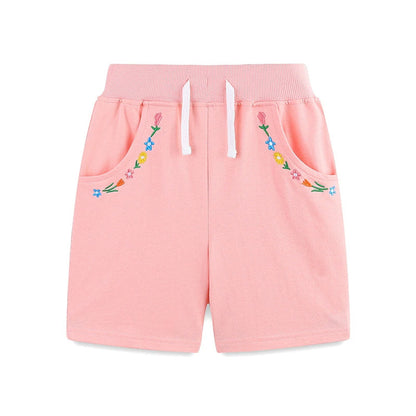 MyKids-USA® Baby Kids Girls Cotton Casual Style Flowers Pattern Embroidered Shorts