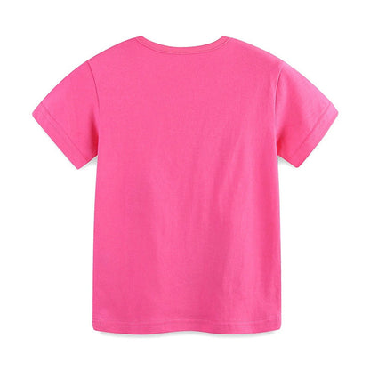 MyKids-USA® Girls’ Rainbow and Heart Pattern T-shirt in European and American Style