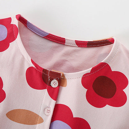 MyKids-USA® Flowers Pattern Short Sleeves Cute Dress for Stylish Girls