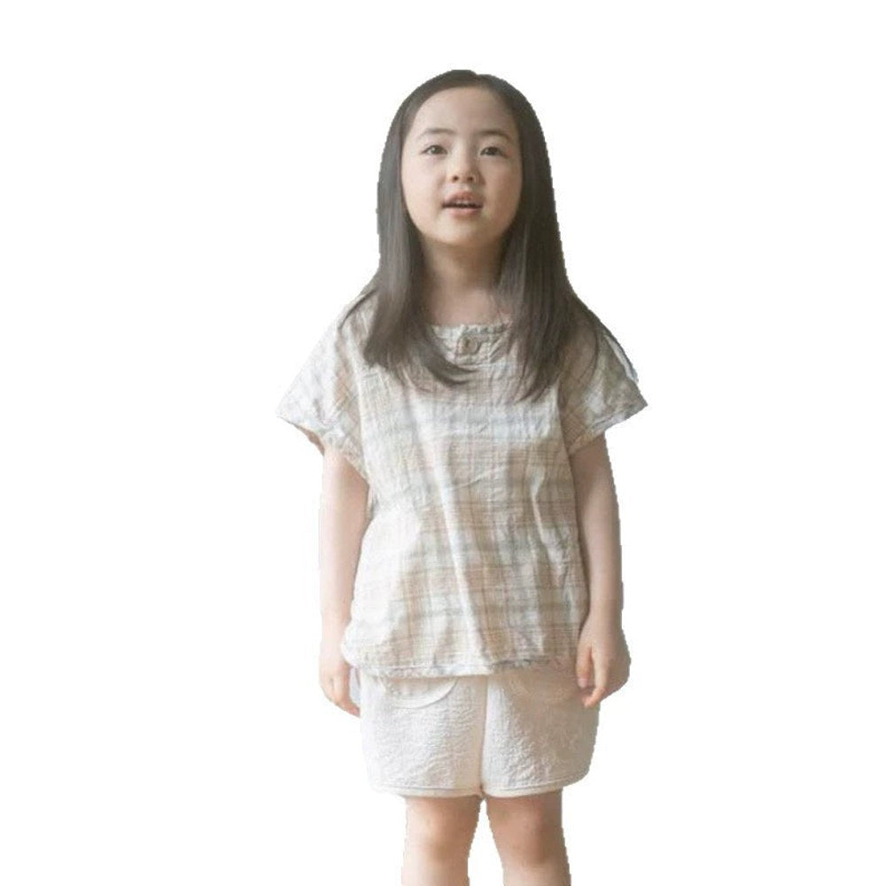 MyKids-USA® High Quality Baby Kids Girls Short Sleeves Casual Plaid Pattern T-shirt