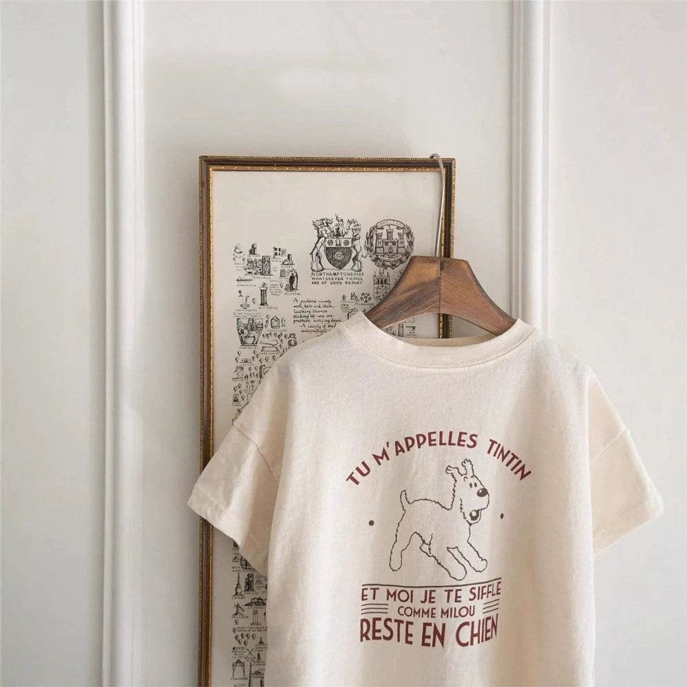 MyKids-USA® Baby Kids Unisex Short Sleeves Cartoon Puppy Pattern T-shirt